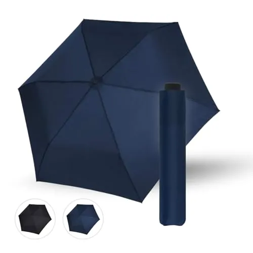Doppler Regenschirm Zero Large in deep blue I Ultra leichter Minischirm I Handöffner Taschenschirm I mit Schirmtasche I kompakt & leicht I Taschenregenschirm sturmfest