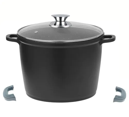 Kochtopf Cheffinger CF-DP24 mit Glasdeckel - Kochtopf aus Aluguss mit Antihaftbeschichtung, ideal für alle Herdarten und hitzebeständig bis 240°C. Perfekt für schmackhafte Gerichte und einfache Reinigung.