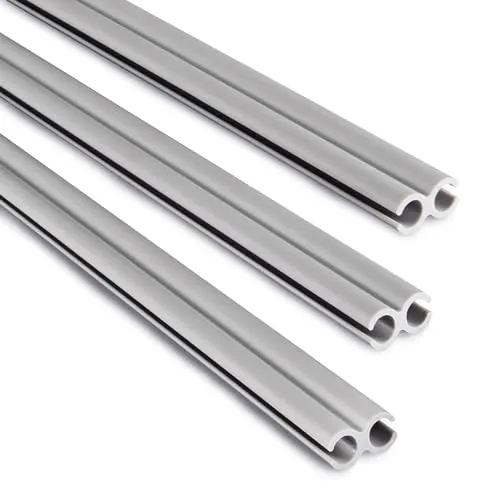 3X Doppelkederschiene 1 Meter Kederleiste Ø8mm (passend für 5-7mm Keder) - Kunststoff Leiste Kederprofil für Wohnwagen Wohnmobil - Zelt Vorzelt Schürzenleiste Vorzeltschiene - grau - 3 Meter