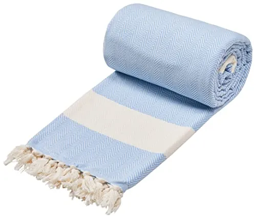Sowel® XXXL Hamamtuch - 100% Baumwolle, 200x240 cm, Sky Blue - Frottiertücher: Hochwertiges, sandabweisendes Hamamtuch aus schadstoffgeprüfter Baumwolle, schnell trocknend und ideal für Strand, Park oder Reisen.