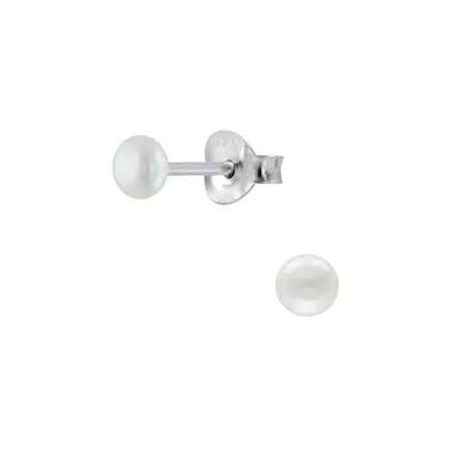 Monkimau - Perlen Ohrringe, Ohrstecker, Ohrschmuck - aus 925 Sterling Silber - Motivgröße ca. 3 x 3 mm - für Damen und Mädchen - handgefertigt, hypoallergen und kleine Geschenkidee