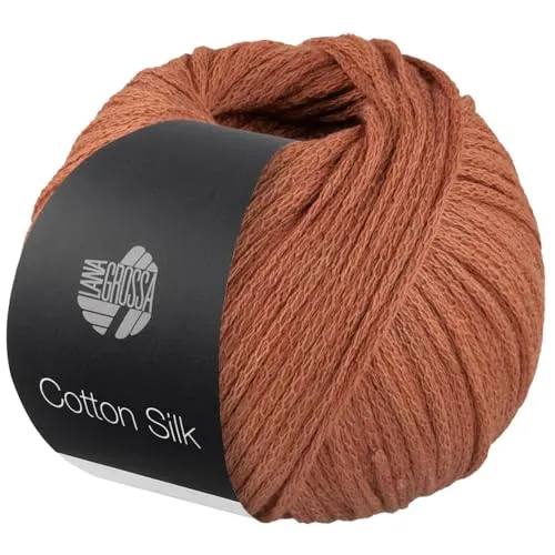 LANA GROSSA Cotton Silk | Edles Effektgarn aus Maulbeerseide gefüllt mit Baumwolle | Handstrickgarn aus 70% Baumwolle & 30% Seide | 50g Wolle zum Stricken & Häkeln | 140m Garn FB 8