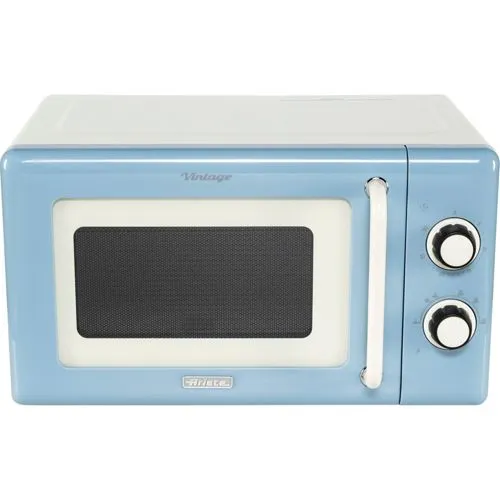 Ariete Mikrowelle 20 Liter hellblau - Technik: Vintage Mikrowelle mit 3-in-1 Funktion (Kochen, Erwärmen, Auftauen) und 800 Watt Leistung – ideal für stilvolles Kochen im Retro-Design.