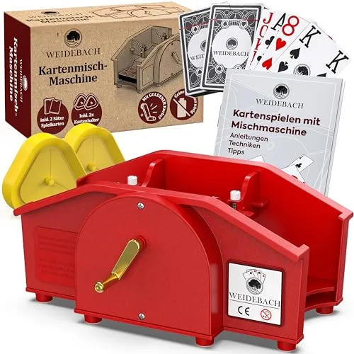 Weidebach® Kartenmischmaschine mit Goldener Kurbel für Standard Kartenspiele