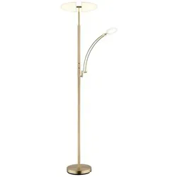 Stehlampe LED Standleuchte mit Memoryfunktion - Elegante Stehleuchte aus messingfarbenem Metall mit dimmbarer Touch-Bedienung. Ideal für Wohnzimmer oder Arbeitsbereiche, speichert Ihre Lichtvorlieben dank Memoryfunktion.