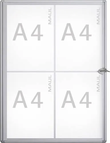 Maul Schaukasten MAULextraslim 68204, abschließbar für 4 x A4 - Büromöbel: Abschließbarer Schaukasten mit magnetischer Metallrückwand, ideal für Präsentationen in Büros, Hotels und öffentlichen Räumen.