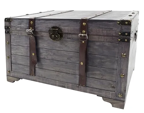 Produktbild Kobolo Truhe Kiste KUBA aus Holz grau 80x45x50 cm