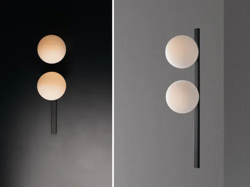 meineWunschleuchte Wandleuchte 2-flammig, Schwarz & Opalglas - Wandleuchten - Elegante 2-flammige LED-Wandlampe mit Schalter, mundgeblasenes Opalglas und dimmbare E14 LED-Leuchtmittel für eine stilvolle Atmosphäre.