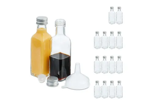 relaxdays Vorratsglas Kleine Flaschen im Set 100 ml, Kunststoff, (16-tlg., 16er Set), 16er Pack