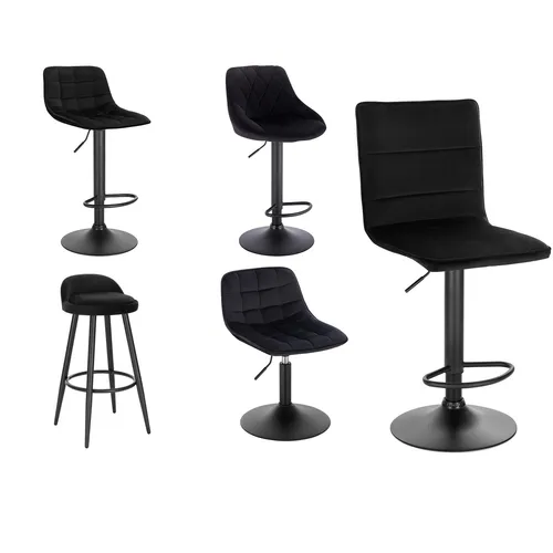 Eleganter Samt Barhocker #2183 in schwarz von WOLTU