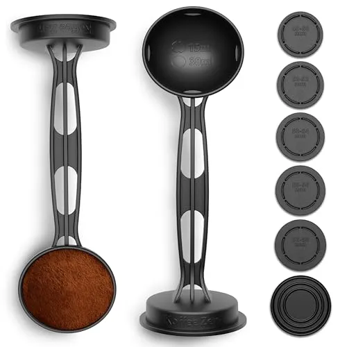 Koffee Zen Classic Espresso Tamper Kit, 5 austauschbare Größen (49-58 mm Siebträger), integrierte Kaffeeschaufel, Abtropfschale, passend für DeLonghi, Breville, Gaggia, Mr. Coffee, spülmaschinenfest