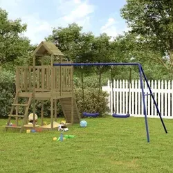 vidaXL Spielturm aus imprägniertem Kiefernholz - Gestalte den Garten zum Spielparadies! Dieser robuste Spielturm bietet eine Plattform, Kletterwand, Schaukeln und Sandkasten. Ideal für Abenteuer und Spaß im Freien – für Kinder von 3 bis 8 Jahren.