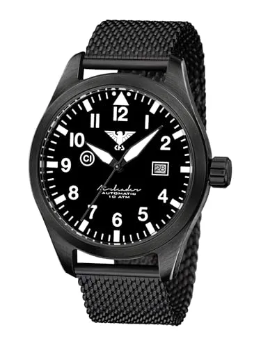 KHS Airleader Black Steel Automatic KHS.AIRBSABLA.MB mit Maschenband