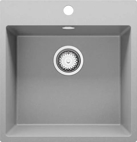PRIMAGRAN Spülbecken Grau 48x50cm - Langlebige Granitspüle für 50er Unterschrank - 1 Becken – Robust und kratzfest, mit großzügigem XL-Becken für müheloses Spülen von großen Töpfen und Geschirr.