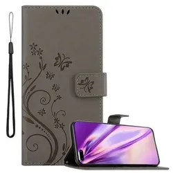 Cadorabo Hülle für Huawei P40 PRO / P40 PRO+ Schutz Hülle in Grau Schutzhülle Handy Hülle Etui Case Blumen Flower