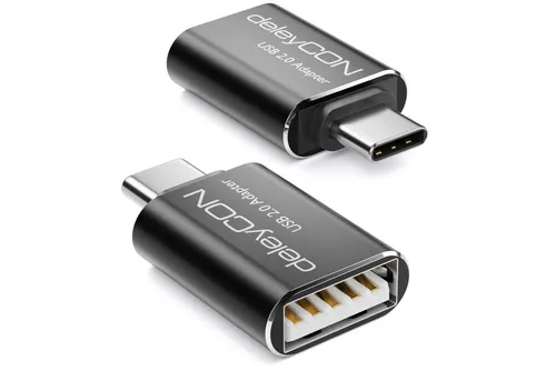deleyCON deleyCON 2x USB2.0 Adapter USB C zu USB A-Buchse OTG Adapter USB-Adapter