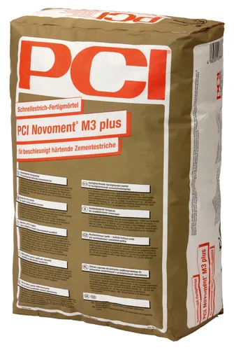 PCI Novoment M3 plus 25 kg Schnellestrich Zement-Estrich - Schnelltrocknender Mörtel für schnelle und effiziente Bodenverlegung, ideal für Renovierungen und Neubauten.
