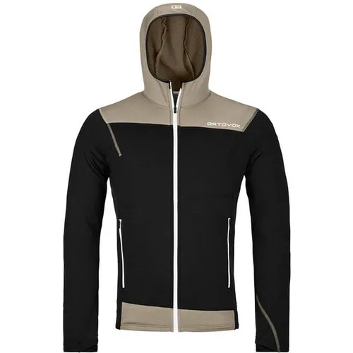 Ortovox Fleece Light Hoody Men Black Raven (L) - Funktionsjacken für Alpintouren, leichter und elastischer Fleece-Hoody aus Merinowolle für optimale Atmungsaktivität und Temperaturregulierung.