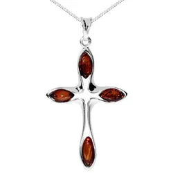 OSTSEE-SCHMUCK Kette mit Anhänger Ostsee-Schmuck Kette mit Anhänger Kreuz 38 x 24 mm (2-tlg) silberfarben 60 cm