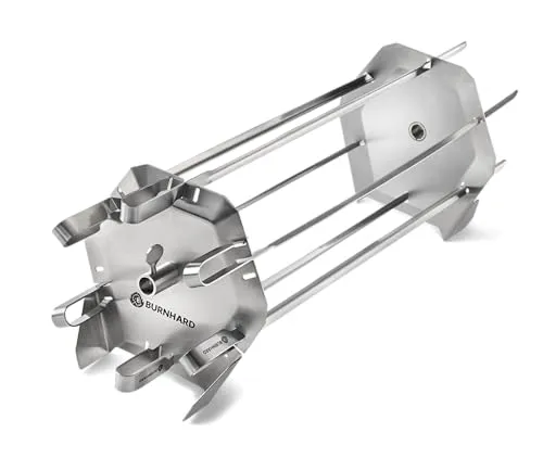 BURNHARD Edelstahl Drehspieß-Rondell mit 6 XL-Grillspießen