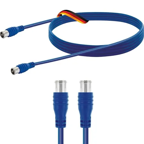 SCHWAIGER KVCF50 538 Flexibles Koaxialkabel 5m SAT-Kabel Antennenkabel F-Stecker F-Anschlüsse Quick Satellitenkabel TV HDTV blau 2-fach geschirmt 75dB