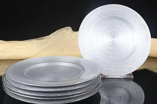 6x Kuchenteller Kuchen Teller Dessertteller Glas silber Servierplatte ca.Ø=21 cm