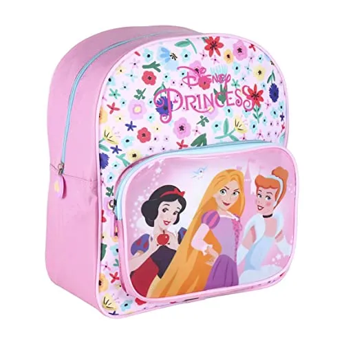 CERDÁ LIFE'S LITTLE MOMENTS Mädchen Kleiner Kindergartenrucksack mit Disney Prinzessinnen-Transparente Vortasche und verstellbare gepolsterte Griffe Rucksack, Rosa, Einheitsgröße