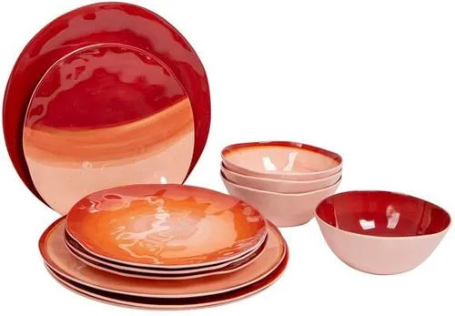 Bo-Camp Halo Geschirrset, 12-teilig, terra - Campinggeschirr, robust und leicht, ideal für Outdoor-Aktivitäten und Picknicks.