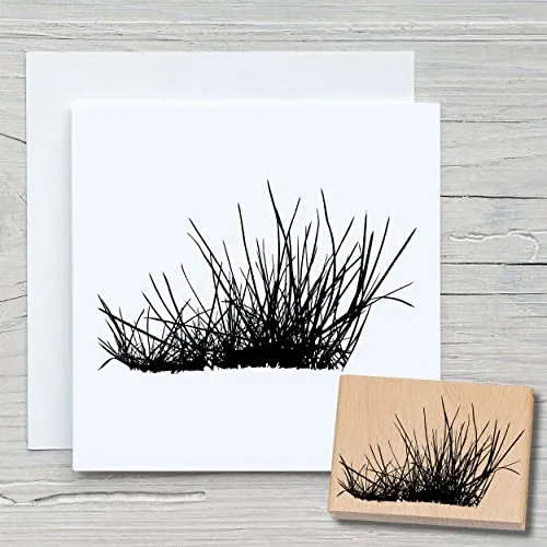 NEWSTAMPS Stempel Gras 02 Motivstempel groß aus Holz & Gummi zum Karten basteln, Holzstempel, Blumen, Pflanzen, Floral, Wiese, Gräser, Scrapbook, Textilstempel, Deko, Kinder
