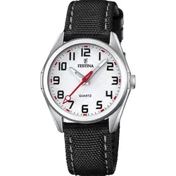 Festina Junior Collection F16904/A - Ablesbare Jungenuhr - Armbanduhren mit sehr gut ablesbarem Ziffernblatt, silbernem Edelstahlgehäuse und strapazierfähigem Nylonarmband, ideal für Kinder.