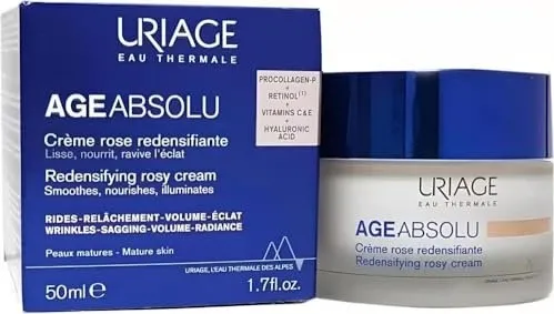 Uriage Age Absolu Redensifying Rose Cream 50ml - Anti-Aging Gesichtscreme mit Procollagen-Booster, reduziert sichtbar Falten und spendet intensive Feuchtigkeit für empfindliche Haut.