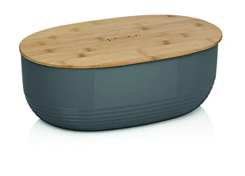 KELA Brotkasten NAMUR dunkelgrau mit Bambusdeckel - Stylischer Brotkasten aus Kunststoff und Bambus, hält Ihr Brot frisch und verleiht Ihrer Küche einen modernen Look.