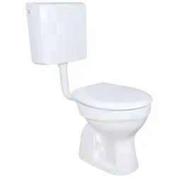 Belvit Stand-WC Komplettset senkrechter Bodenabgang mit Geberit AP110 Aufputz-Spülkasten und Softclose WC-Sitz Weiß - Weiß