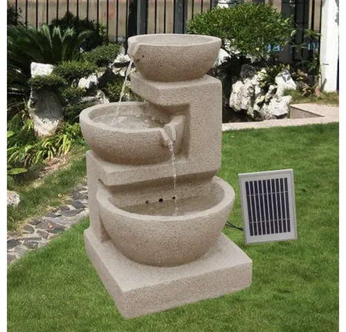 Wehmann Gartenbrunnen Solarbrunnen Eden - Outdoor Brunnen mit Solarmodul und 3 LEDs, sorgt für stimmungsvolle Beleuchtung und eine entspannende Atmosphäre im Garten.