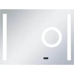 vidaXL LED-Badspiegel mit Berührungssensor 80x60 cm - Standspiegel mit zwei LED-Lichtlinien für präzise Beleuchtung, Zeitanzeige und integriertem Vergrößerungsspiegel – ideal für Ihr Badezimmer!