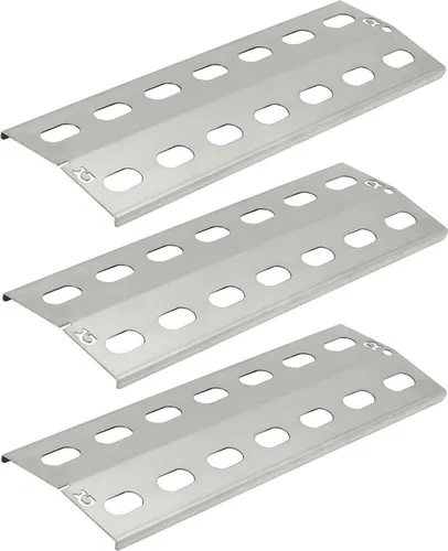 Grillclub 3 Stück Edelstahl Flammenblech 41 x 14 cm - Gasgrills - Hochwertige Edelstahl Brennerabdeckung für optimale Hitzeverteilung und Fettschutz, ideal für jeden Grillliebhaber.