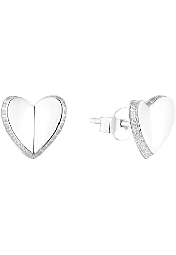 s.Oliver Ohrstecker Herz 925 Sterling Silber - Ohrringe für Damen aus 925 Sterling Silber mit funkelnden Zirkonia, perfekt als Geschenk in Schmuck Geschenk Box, ideal für jeden Anlass