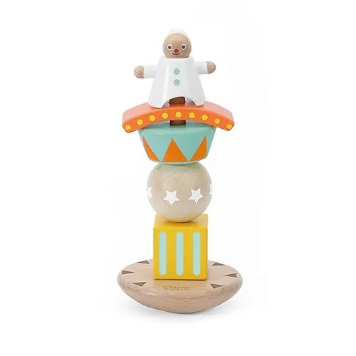 Produktbild Classic World Stapelspiel Clown | Balancierspiel für Jungen und Mädchen | Kinderspielzeug aus Holz | Activity Spiel | Babyspielzeug ab 12 Monaten | Balanciersteine für Kinder | Stapelturm Baby