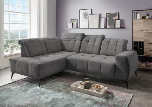 Myhomelando Ecksofa Summer Cord, mit Elektrofunktion, verstellbare Kopflehnen