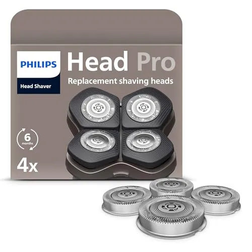 Philips Original-Ersatzscherköpfe Kompatibel mit Philips Head Shaver Pro HS5980, HS7980 und HS9980, selbstschärfende ComfortCut-Klingen, sanft zur Haut, 4 Stück, Modell HS740/15