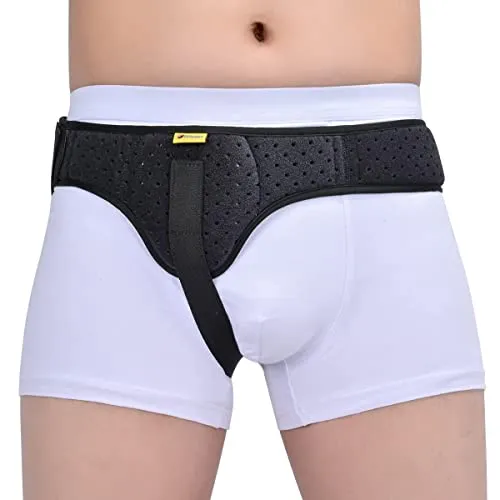 Tenbon Herniengürtel für Männer, Leistenhernien-Unterstützung, medizinischer Hernienschutz, Leistenbandage für einzelne Sporthernien, verstellbarer Hüftgurt mit abnehmbaren (Black, L)