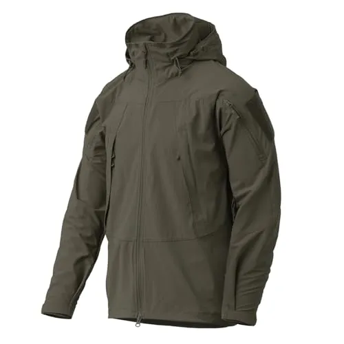 Helikon-Tex TROOPER Jacket MK2 - Hooded Rain Jacket, Taiga Grün, XL - Wasserabweisende Outdoor-Jacke in Taiga Grün, ideal für den urbanen Einsatz. Lange Ärmel und Krawattenverschluss für optimalen Tragekomfort.