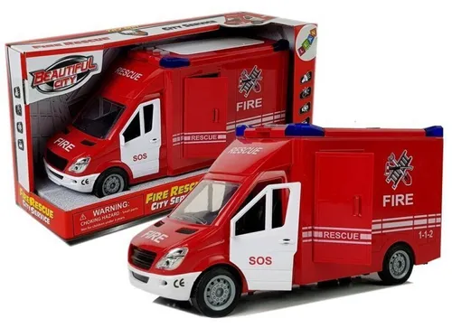 Lean Toys Feuerwehrauto mit Friktionsgeräuschantrieb, der Türen öffnet