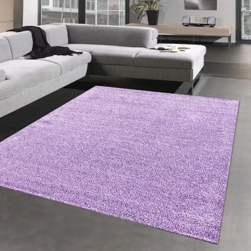 CARPETIA Modernes Wohndesign in Flieder: Luxuriöser Hochflor-Teppich Größe 160 x 230 cm