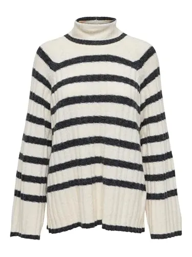 JDY Damen Pullover Knit it Rollkragen Langarm Lang Strickpullover, Farben:Beige, Größe:XS-S