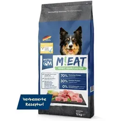 NutriQM M!EAT Adult - Getreidefreies Trockenfutter für Hunde - Premium-Hundetrockenfutter mit ITW-zertifiziertem Huhn, 70 % tierisches Protein und 30 % pflanzliche Komponenten. Ideal für Vitalität und Muskulatur, ohne Getreide und Zuckerzusatz.