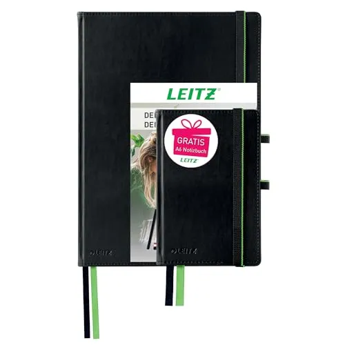 Leitz Complete Set Notizbücher A4 + A6 kariert, 160 Seiten, hochwertiger Einband - Hochwertiges 2er Set Leitz Notizbücher in A4 und A6 mit 160 Seiten. Ideale Begleiter für Notizen und Skizzen. Praktische Ausstattung mit Lesezeichen und Stiftschlaufe für optimale Organisation im Büro oder unterwegs.