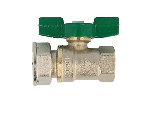 Messing Trinkwasserkugelhahn mit grünem Flügelgriff, 1