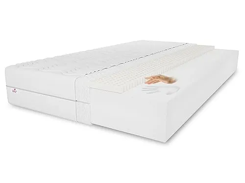 Latexmatratze Memory 100x200 cm - Hochflexibel und Hypoallergen - Matratze mit anpassungsfähigem Memory-Schaum und belüftetem Latex für optimalen Schlafkomfort. Ideal für Allergiker dank abnehmbarem, waschbarem Bezug.