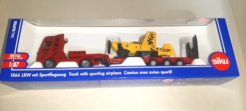 Produktbild Neu + OVP: 1866 Siku Super LKW mit Sportflugzeug Licensed by Daimler 1:87 TOP